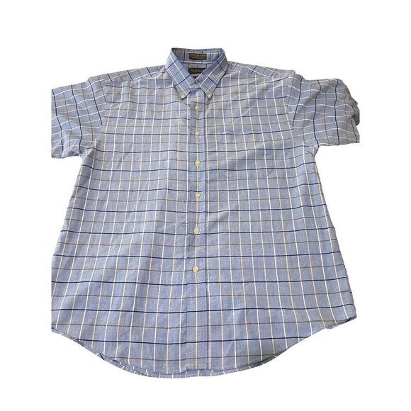Van Heusen Men's Size L Shirt Oxford‎ Plaid Short Sleeve - Picture 1 of 4